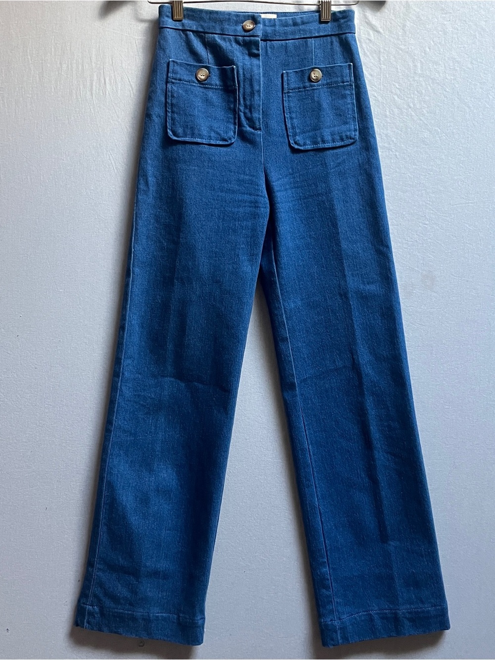 Sezane Cotton High Rise Wide Leg Sailor Jeans Size 24